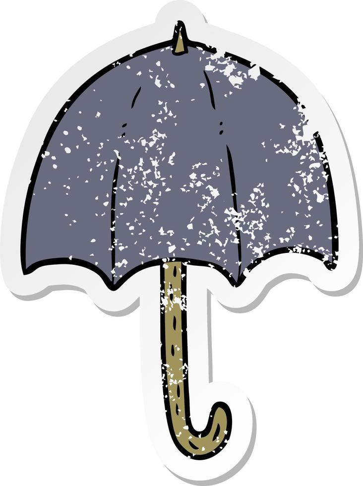 bedrövad klistermärke av en tecknad serie paraply vektor