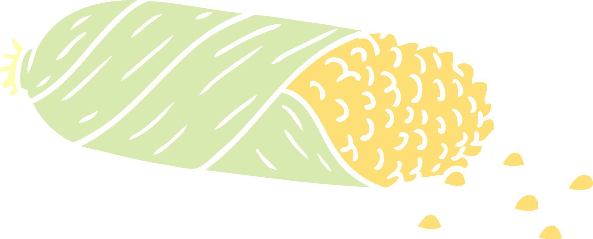 tecknad doodle av färsk majskolvar vektor