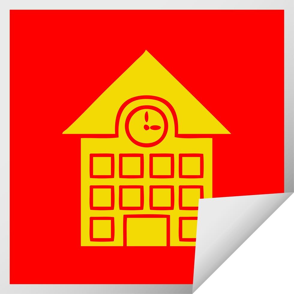 fyrkant peeling klistermärke tecknad serie stad hus vektor