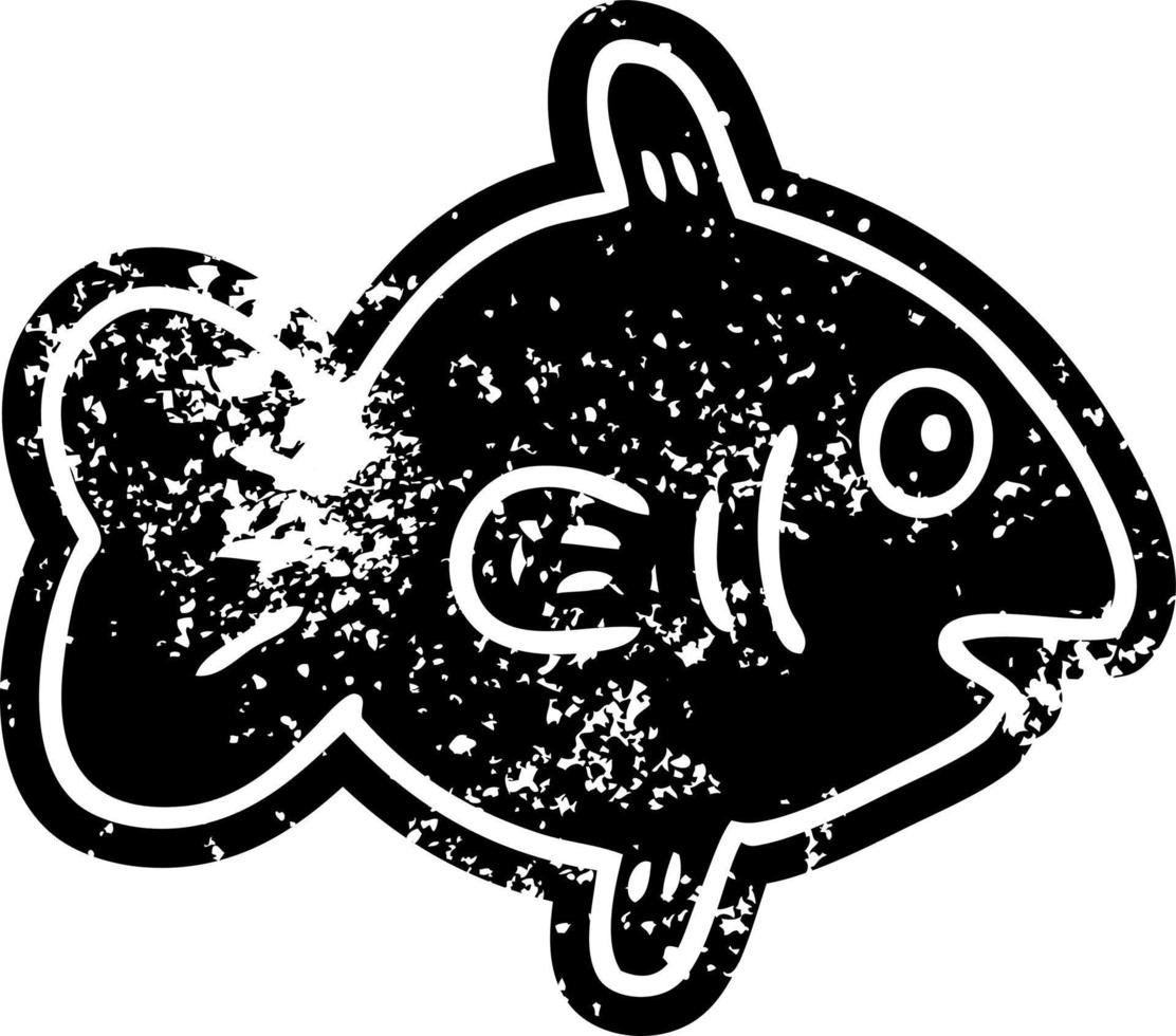 grunge ikon teckning av en marin fisk vektor