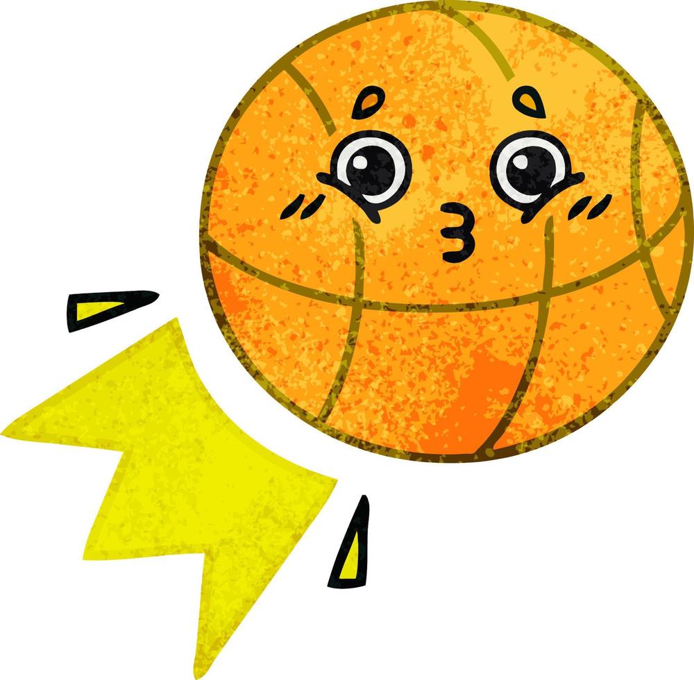 Retro-Grunge-Textur-Cartoon-Basketball vektor