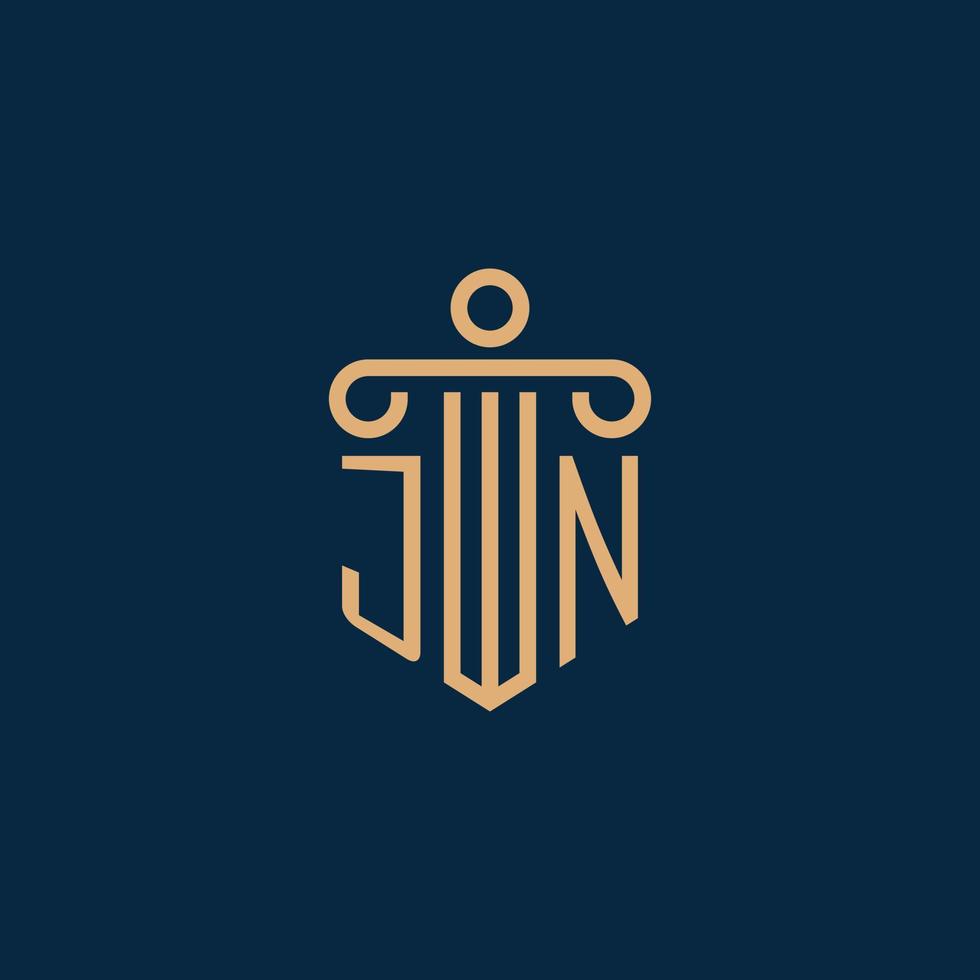 jn-Initiale für Anwaltskanzleilogo, Anwaltslogo mit Säule vektor