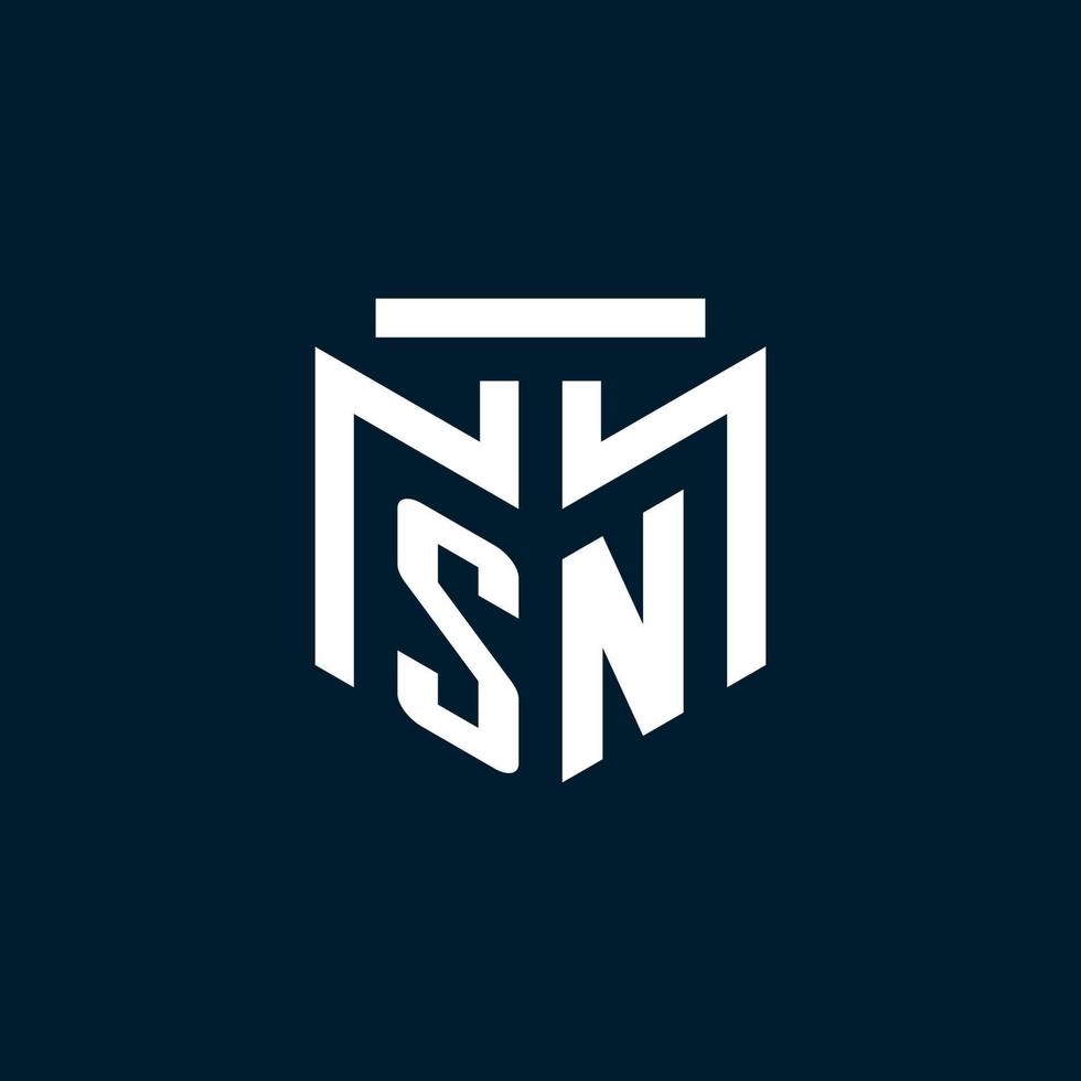 sn monogram första logotyp med abstrakt geometrisk stil design vektor
