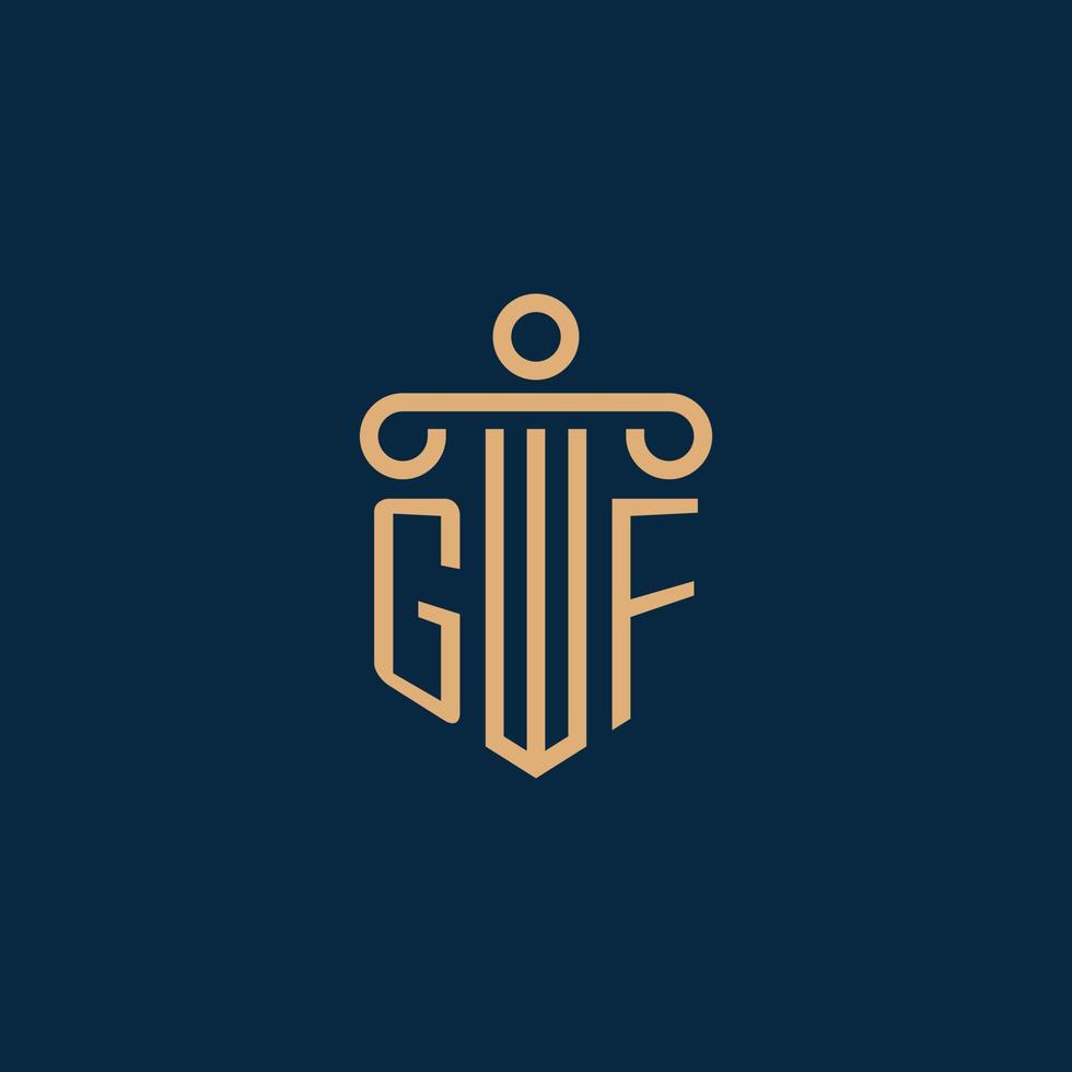 gf-Initiale für Anwaltskanzleilogo, Anwaltslogo mit Säule vektor