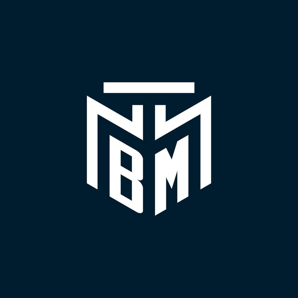 bm monogram första logotyp med abstrakt geometrisk stil design vektor