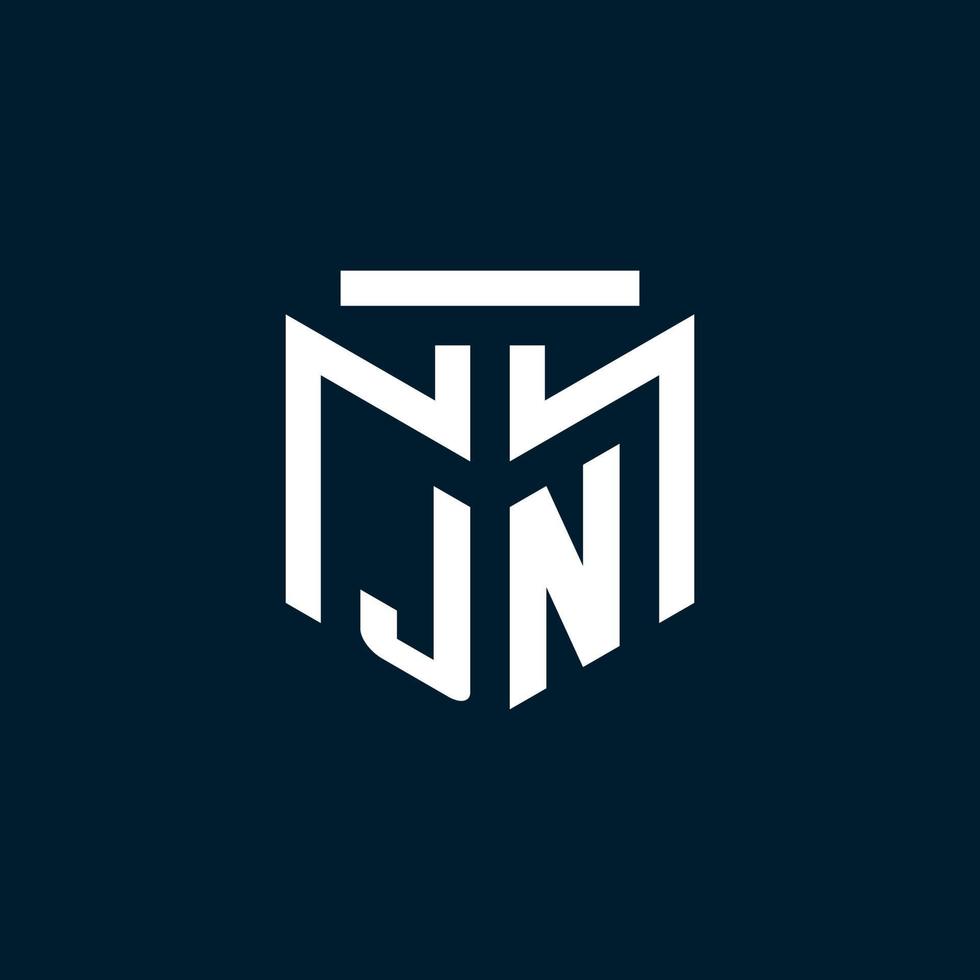 jn-monogramm-anfangslogo mit abstraktem geometrischem stildesign vektor