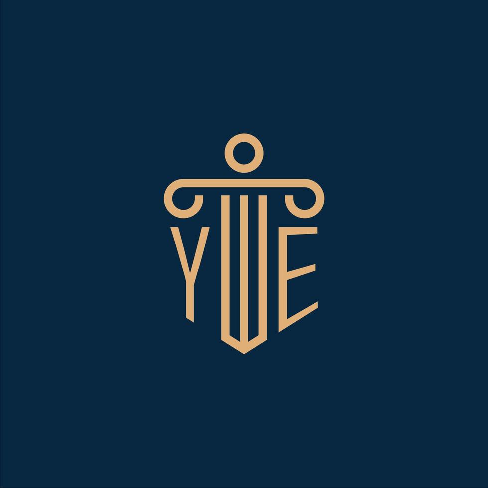 YE-Initiale für Anwaltskanzleilogo, Anwaltslogo mit Säule vektor