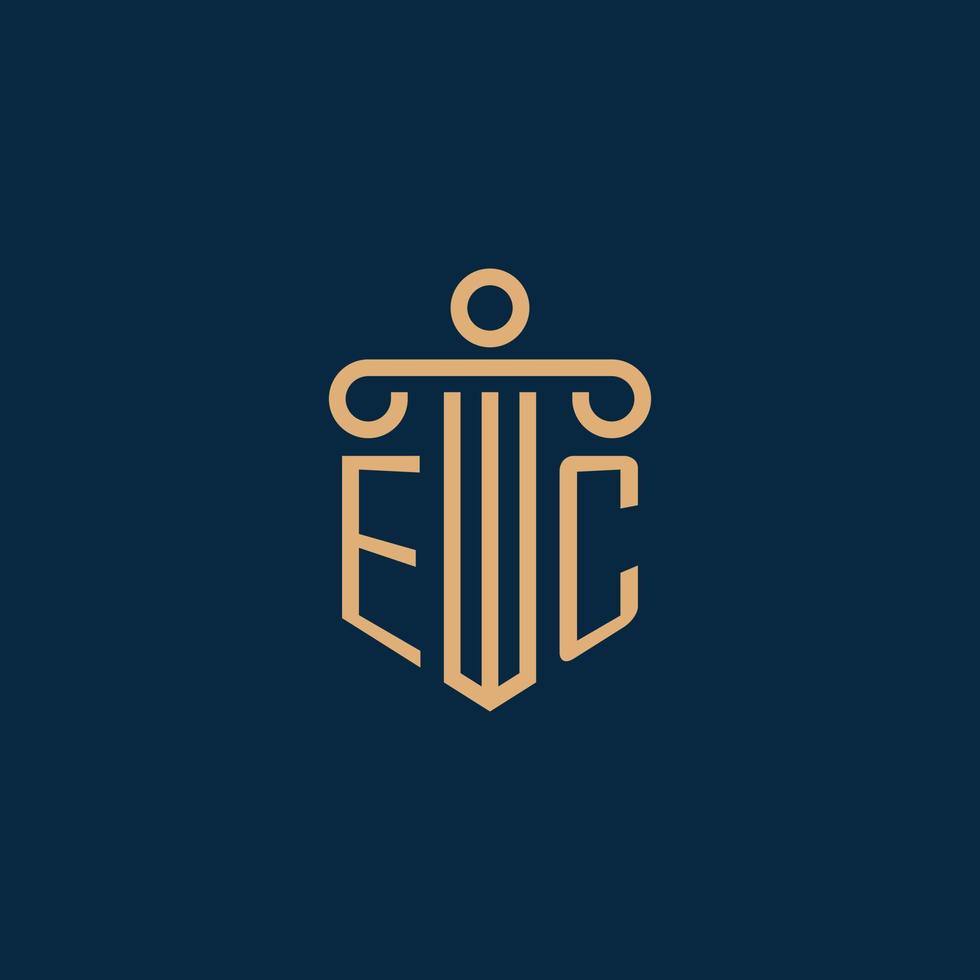 ec-Initiale für Anwaltskanzleilogo, Anwaltslogo mit Säule vektor