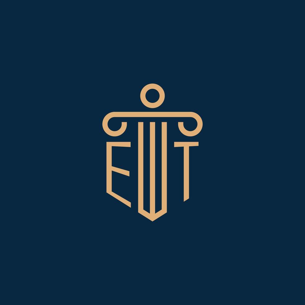 et första för lag fast logotyp, advokat logotyp med pelare vektor