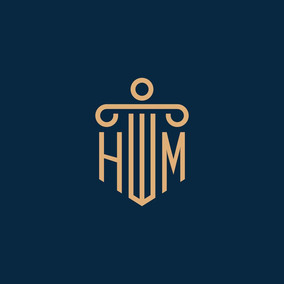 hm-Initiale für Anwaltskanzleilogo, Anwaltslogo mit Säule vektor