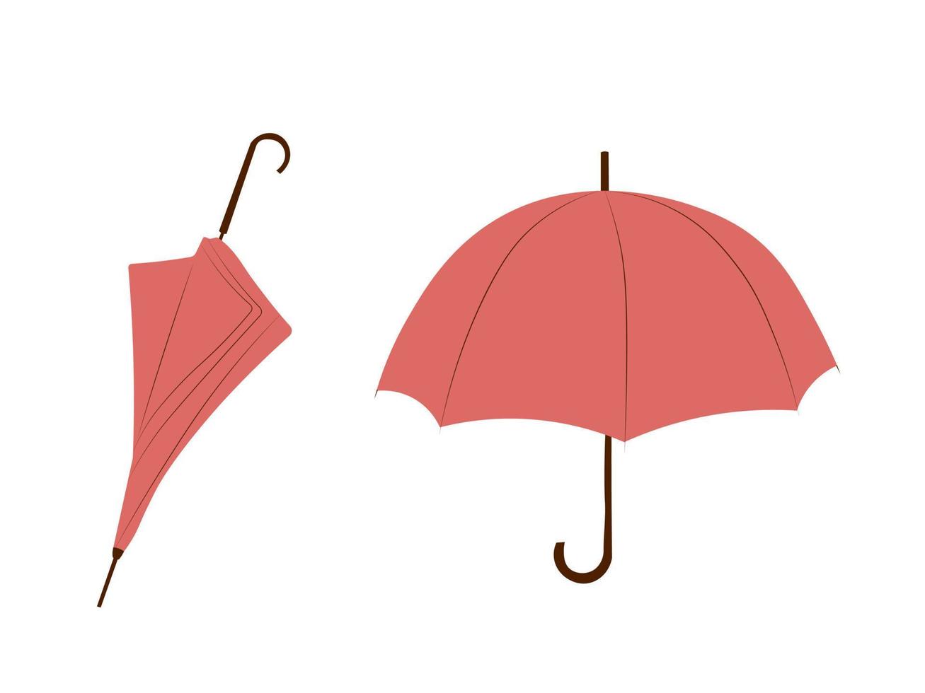 Stellen Sie Vektorillustration von offenen und gefalteten Regenschirmen im flachen Stil ein. Regenschirm in herbstlichen Boho-Farben vektor