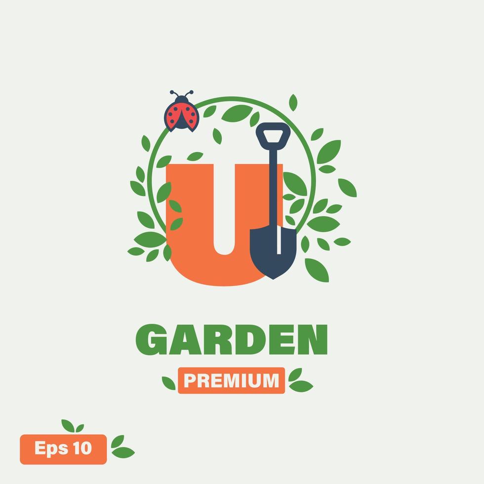 trädgård alfabet u logotyp vektor