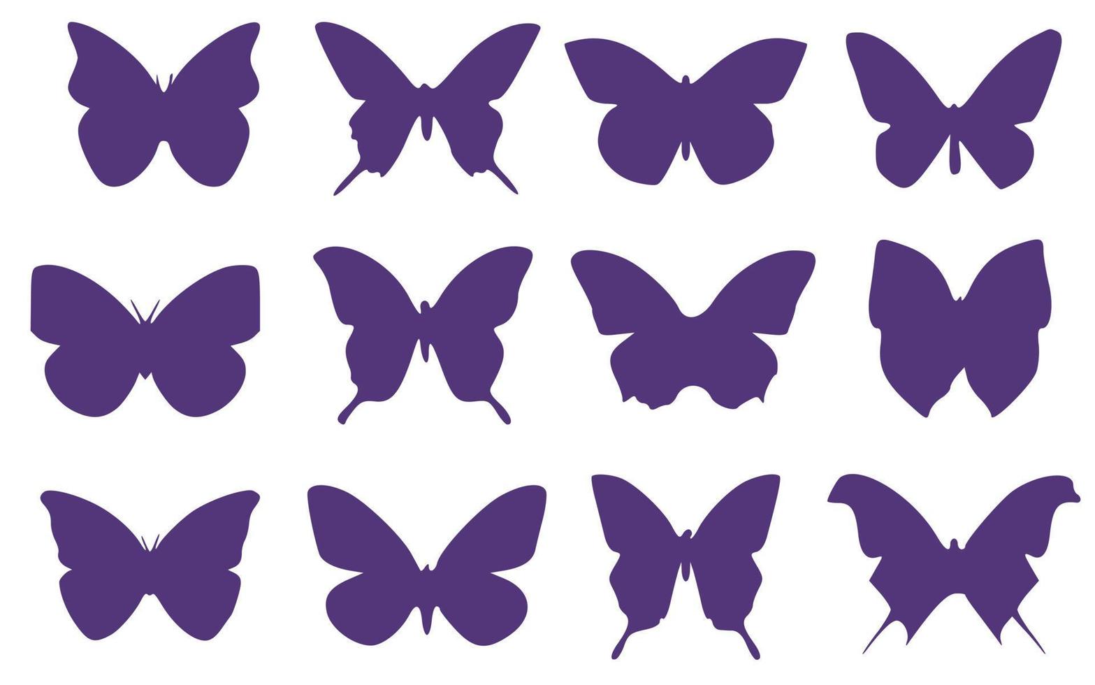 Reihe von Silhouetten von fliegenden schönen Schmetterlingen vektor