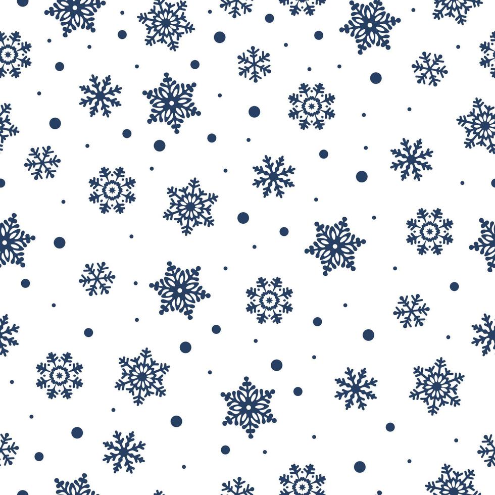 schneeflocke weihnachten nahtloses muster. blauer Schnee auf weißem Hintergrund. abstrakte tapete, verpackungsdekoration. konzept der winterferien, frohe weihnachten, frohes neues jahr. Vektor. vektor