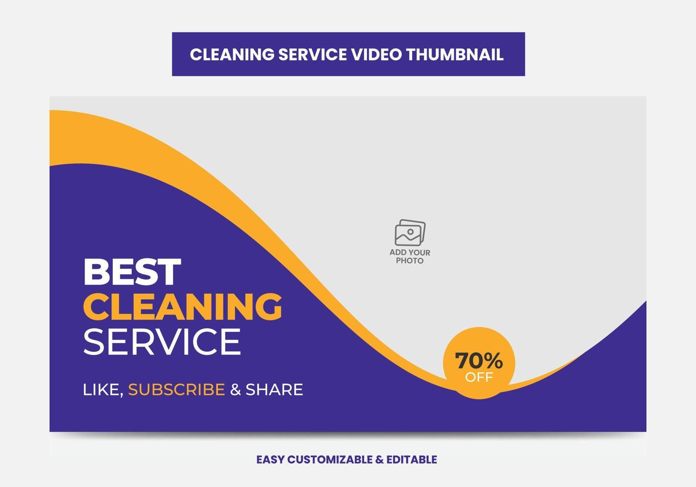Video-Thumbnail und Web-Banner-Designvorlage für Reinigungsunternehmen. Haus, Büro, Hotel, Restaurant, Gartenreinigung Video-Thumbnail-Design vektor