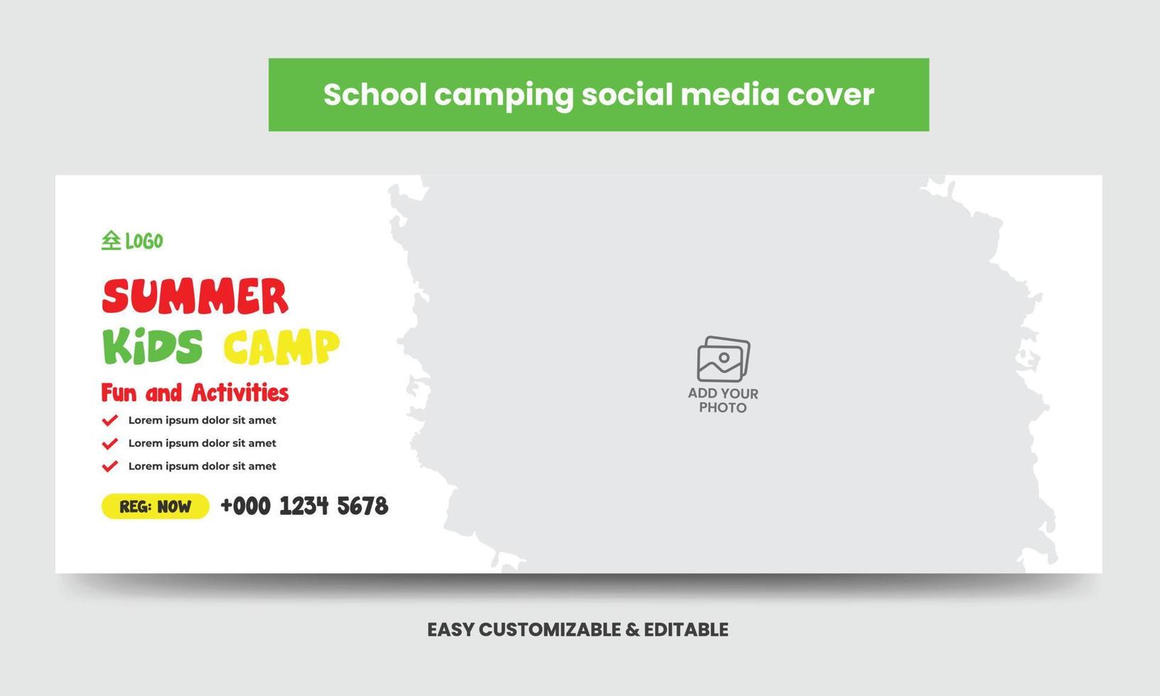 Titelbild für das Social-Media-Titelbild des Kindersommercamps vektor