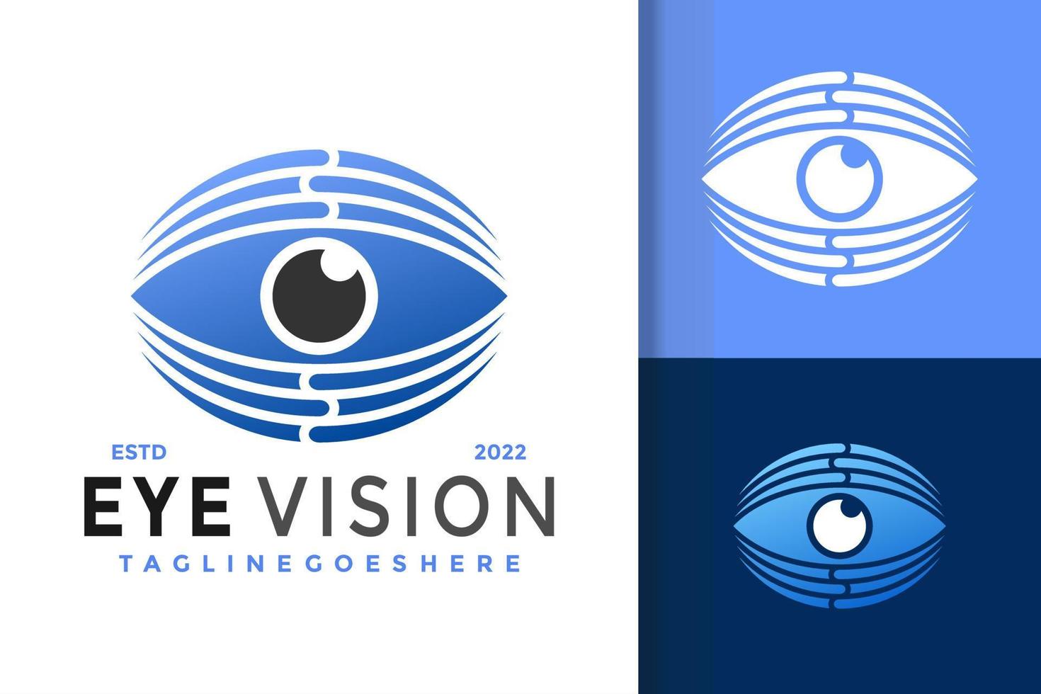 Augenvisionslogodesign, Markenidentitätslogosvektor, modernes Logo, Logodesignvektorillustrationsschablone vektor