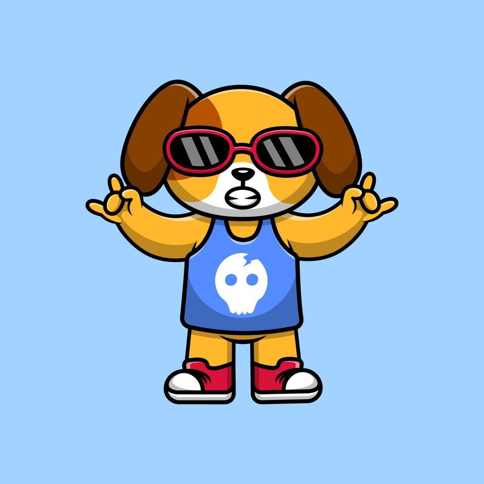 söt hund bär jersey och glasögon tecknad serie vektor ikon illustration. platt tecknad serie begrepp