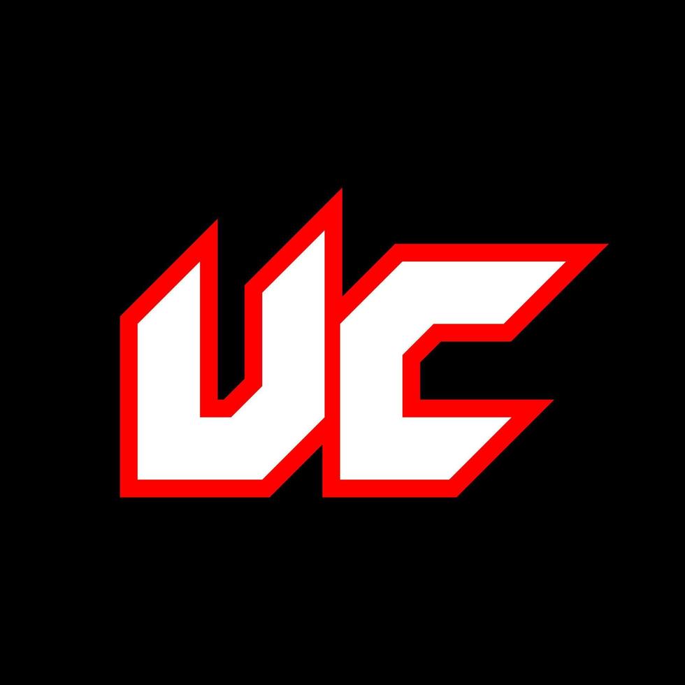 uc logotyp design, första uc brev design med sci-fi stil. uc logotyp för spel, esport, teknologi, digital, gemenskap eller företag. u c sport modern kursiv alfabet font. typografi urban stil teckensnitt. vektor