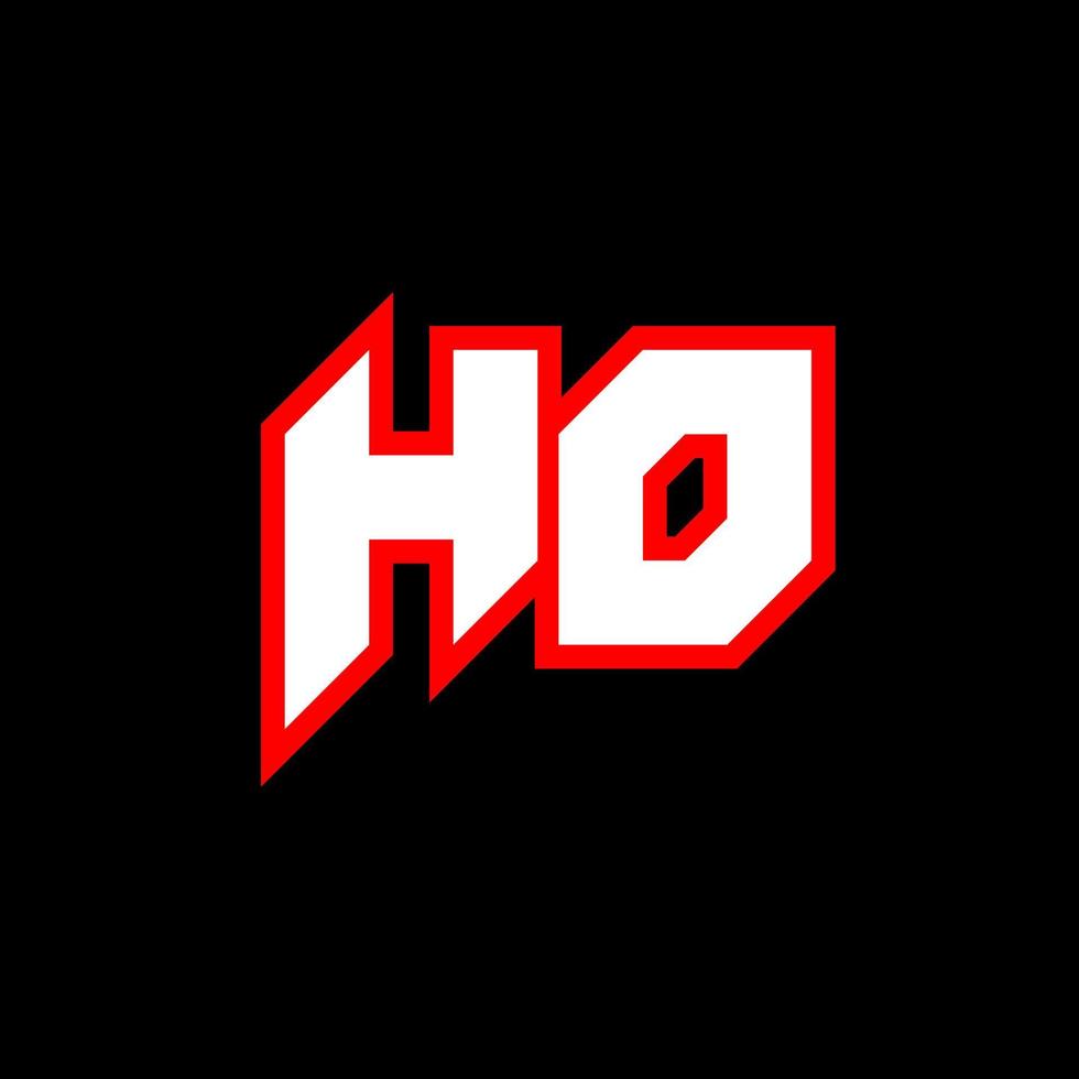 ho-Logo-Design, anfängliches ho-Buchstabendesign im Sci-Fi-Stil. ho-Logo für Spiel, Sport, Technologie, Digital, Community oder Business. ho sport moderne kursive alphabetschrift. Typografie Schriftarten im urbanen Stil. vektor