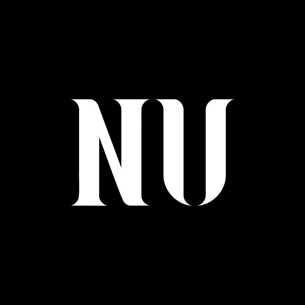 nu nu-Buchstaben-Logo-Design. anfangsbuchstabe nu großbuchstabe monogramm logo weiße farbe. Nu-Logo, Nu-Design. nu, nu vektor