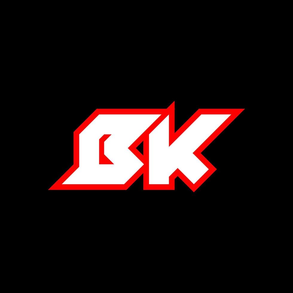 bk-Logo-Design, anfängliches bk-Buchstabendesign im Sci-Fi-Stil. bk-Logo für Spiel, Sport, Technologie, Digital, Community oder Business. bk sport moderne kursive alphabetschrift. Typografie Schriftarten im urbanen Stil. vektor