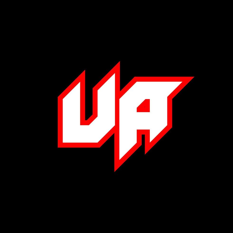 ua logotyp design, första ua brev design med sci-fi stil. ua logotyp för spel, esport, teknologi, digital, gemenskap eller företag. u en sport modern kursiv alfabet font. typografi urban stil teckensnitt. vektor