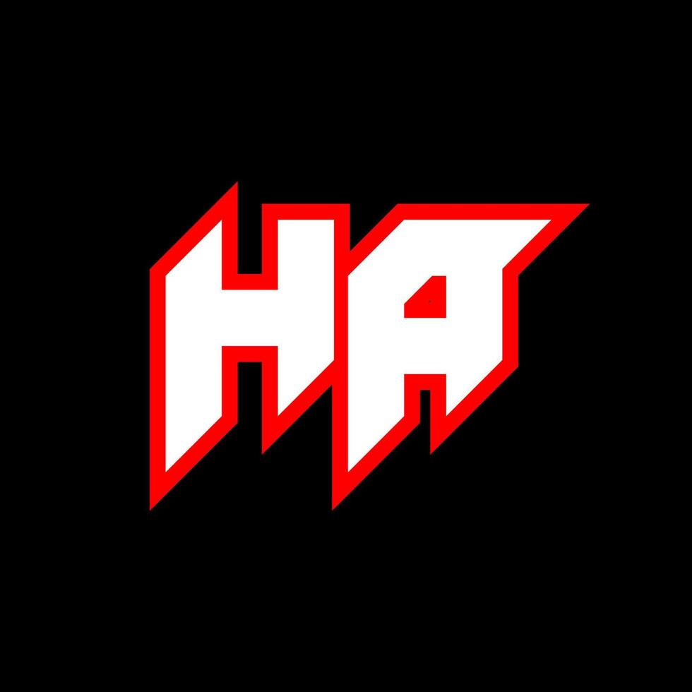 ha-Logo-Design, anfängliches ha-Buchstabendesign im Sci-Fi-Stil. ha-Logo für Spiel, Sport, Technologie, Digital, Community oder Business. ha sport moderne kursive alphabetschrift. Typografie Schriftarten im urbanen Stil. vektor