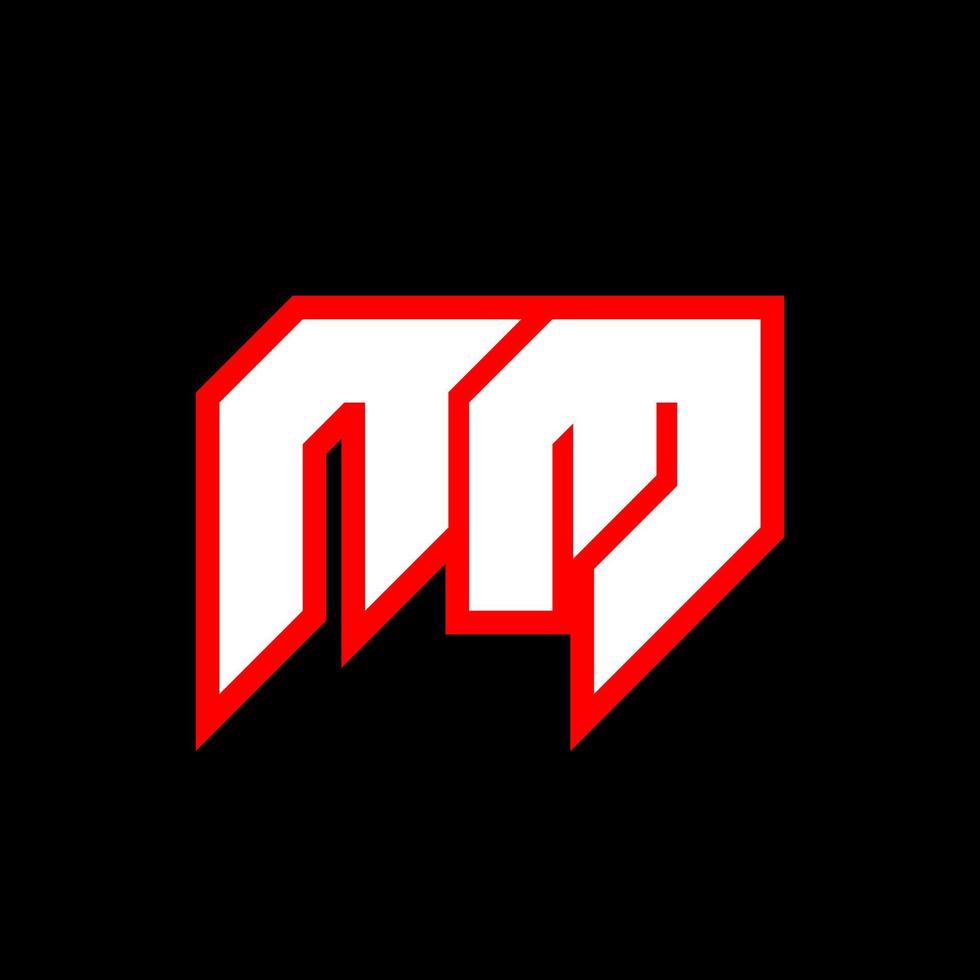 nm-Logo-Design, anfängliches nm-Buchstabendesign im Sci-Fi-Stil. nm-Logo für Spiel, Sport, Technologie, Digital, Community oder Business. nm Sport moderne kursive Alphabetschrift. Typografie Schriftarten im urbanen Stil. vektor