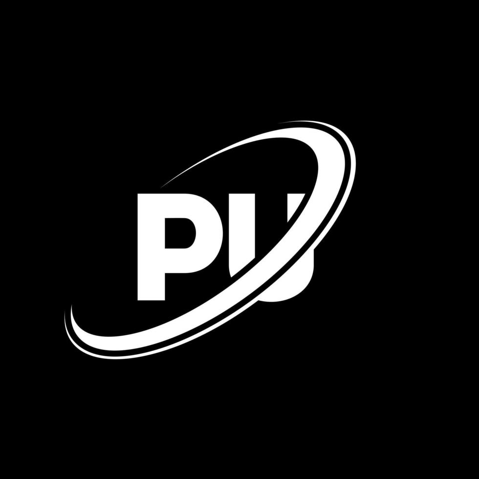 pu p u brev logotyp design. första brev pu länkad cirkel versal monogram logotyp röd och blå. pu logotyp, p u design. pu, p u vektor