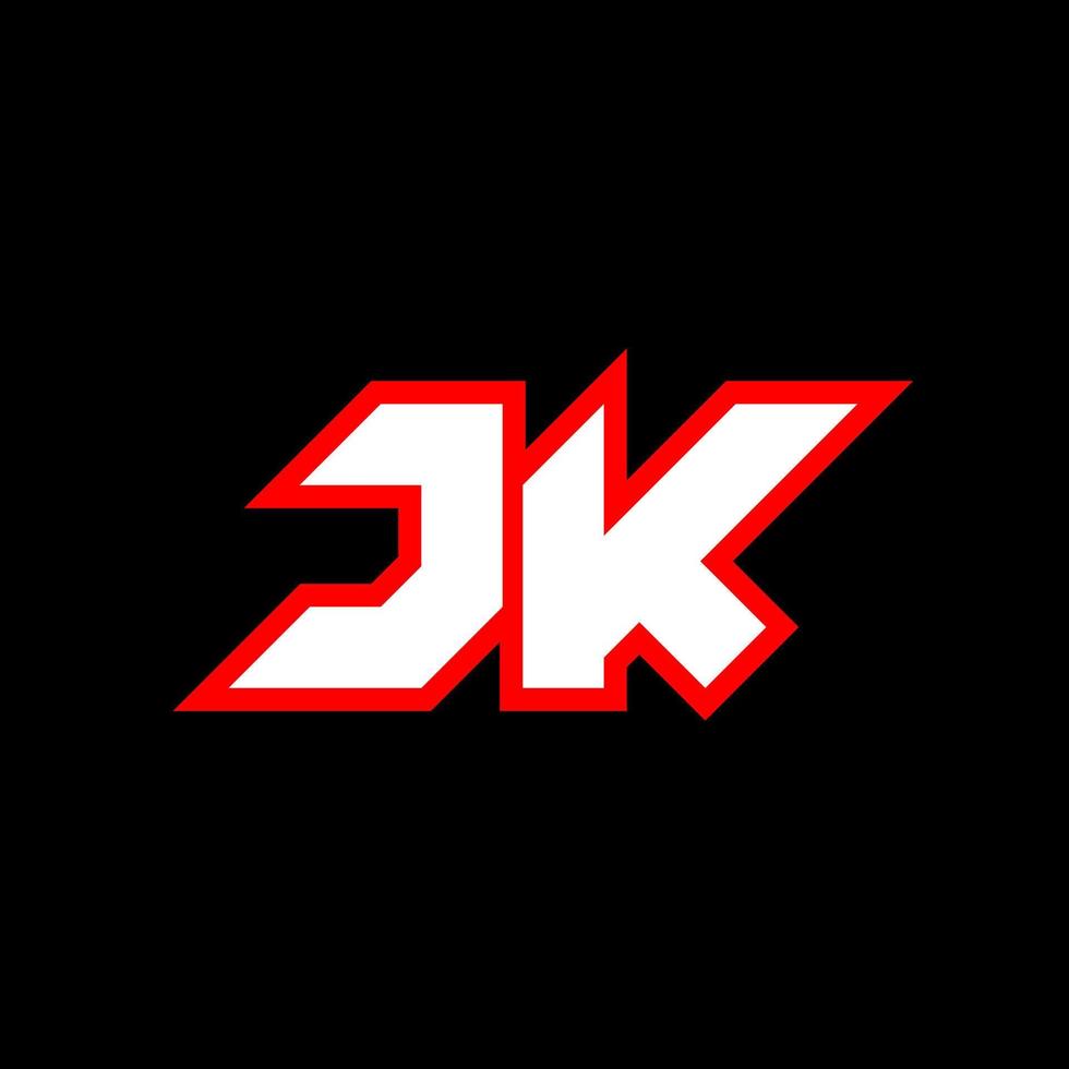 jk-Logo-Design, anfängliches jk-Buchstabendesign im Sci-Fi-Stil. jk-Logo für Spiel, Sport, Technologie, Digital, Community oder Business. jk sport moderne kursive alphabetschrift. Typografie Schriftarten im urbanen Stil. vektor