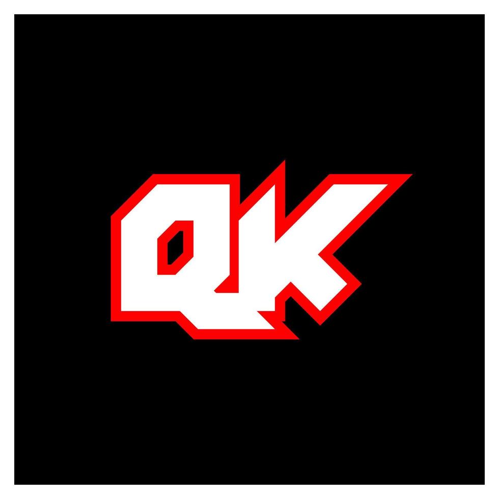 qk-Logo-Design, anfängliches qk-Buchstabendesign im Sci-Fi-Stil. qk-Logo für Spiel, Sport, Technologie, Digital, Community oder Business. qk sport moderne kursive alphabetschrift. Typografie Schriftarten im urbanen Stil. vektor