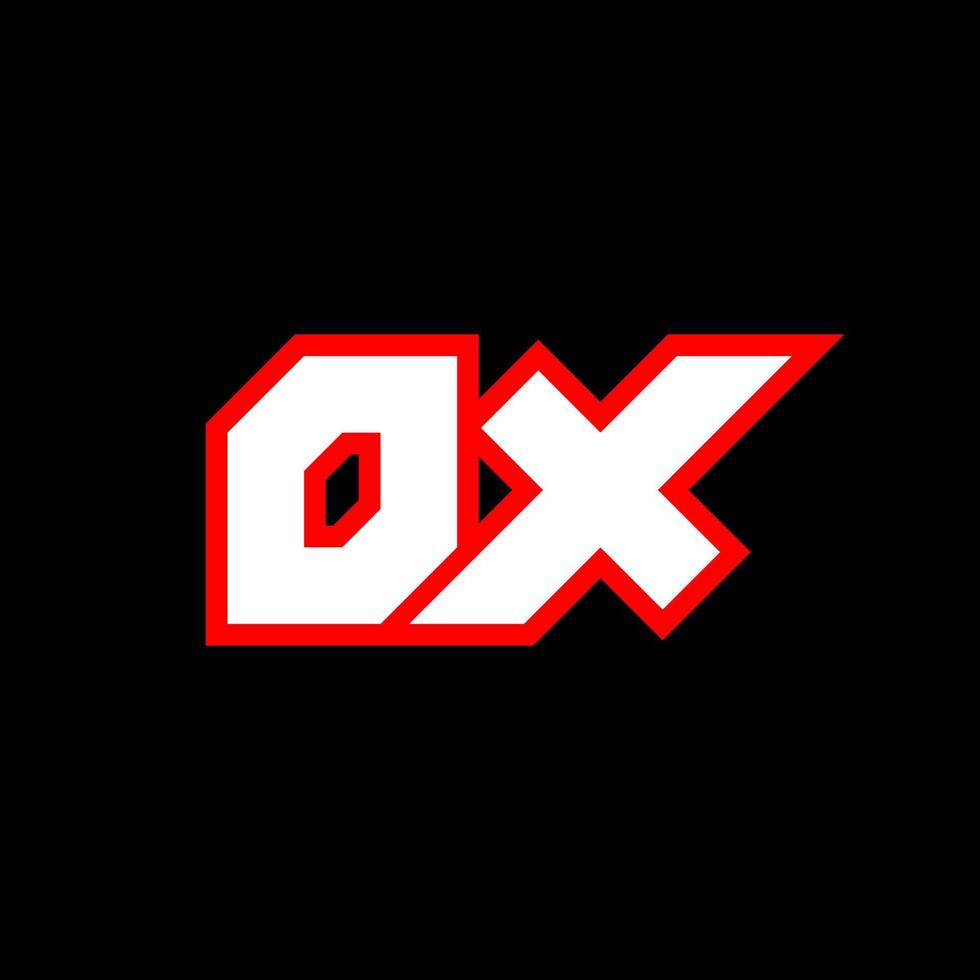 oxe logotyp design, första oxe brev design med sci-fi stil. oxe logotyp för spel, esport, teknologi, digital, gemenskap eller företag. o x sport modern kursiv alfabet font. typografi urban stil teckensnitt. vektor