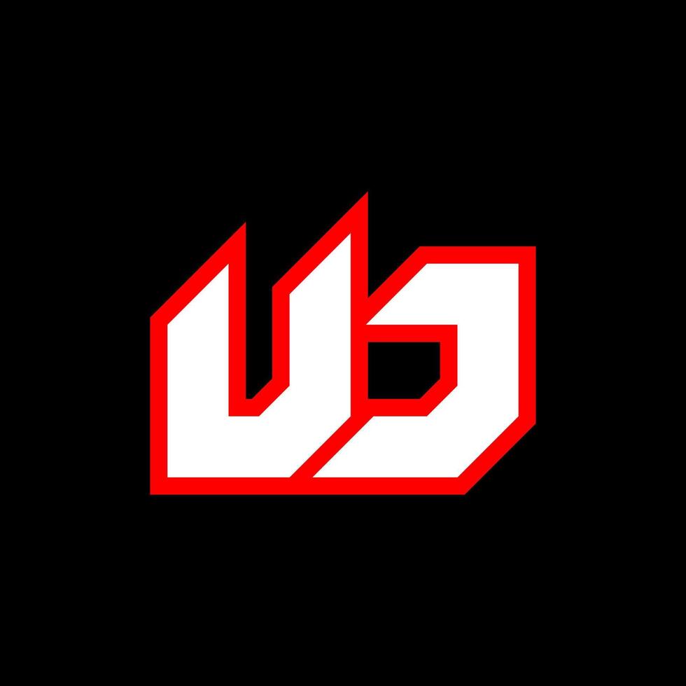 uj-Logo-Design, anfängliches uj-Buchstabendesign im Sci-Fi-Stil. uj-Logo für Spiel, Sport, Technologie, Digital, Community oder Business. uj sport moderne kursive alphabetschriftart. Typografie Schriftarten im urbanen Stil. vektor