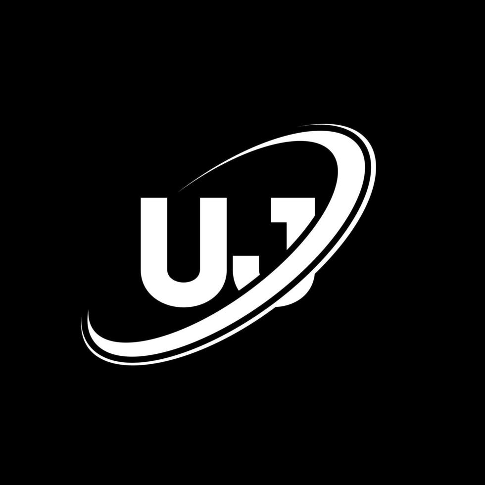 uj u j brev logotyp design. första brev uj länkad cirkel versal monogram logotyp röd och blå. uj logotyp, u j design. uj, u j vektor