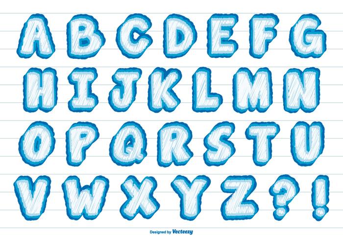 Söt Scribble Style Alphabet vektor