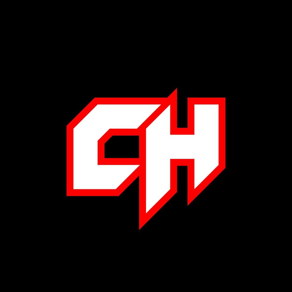 ch-Logo-Design, anfängliches ch-Buchstabendesign im Sci-Fi-Stil. ch-Logo für Spiel, Esport, Technologie, Digital, Community oder Business. ch sport moderne kursive alphabetschrift. Typografie Schriftarten im urbanen Stil. vektor