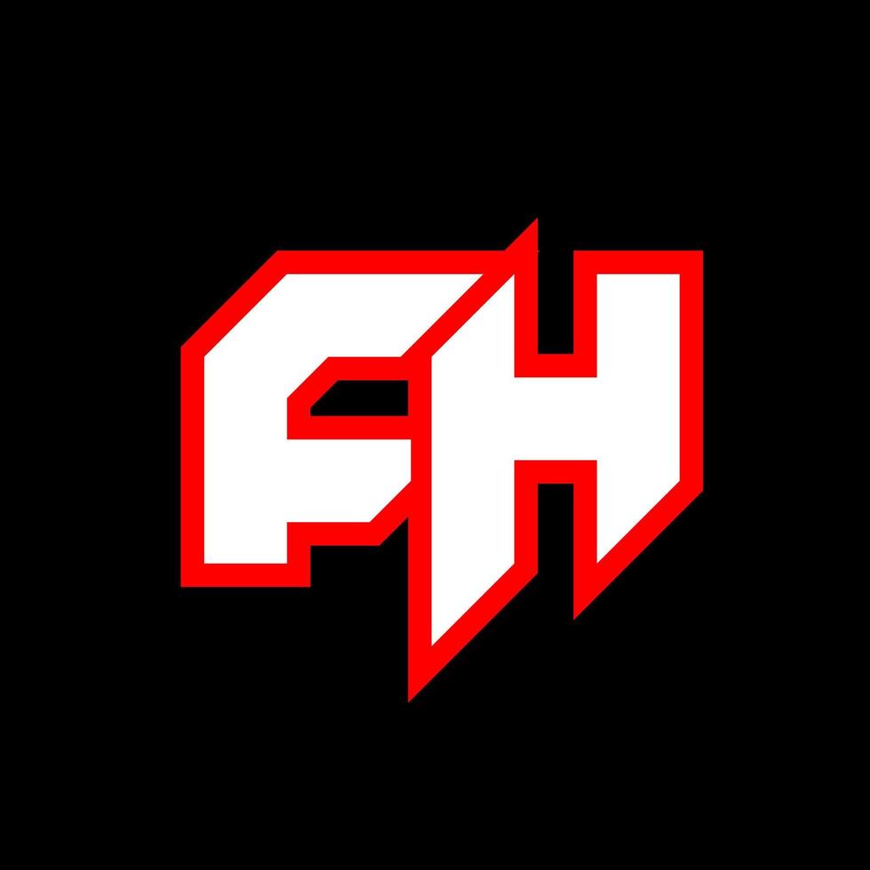 fh-Logo-Design, anfängliches fh-Buchstabendesign im Sci-Fi-Stil. fh-Logo für Spiel, Sport, Technologie, Digital, Community oder Business. fh sport moderne kursive alphabetschrift. Typografie Schriftarten im urbanen Stil. vektor