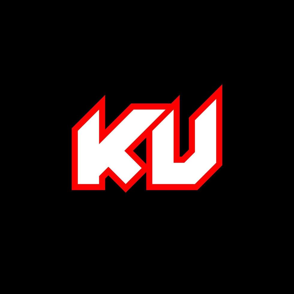 ku logotyp design, första ku brev design med sci-fi stil. ku logotyp för spel, esport, teknologi, digital, gemenskap eller företag. k u sport modern kursiv alfabet font. typografi urban stil teckensnitt. vektor