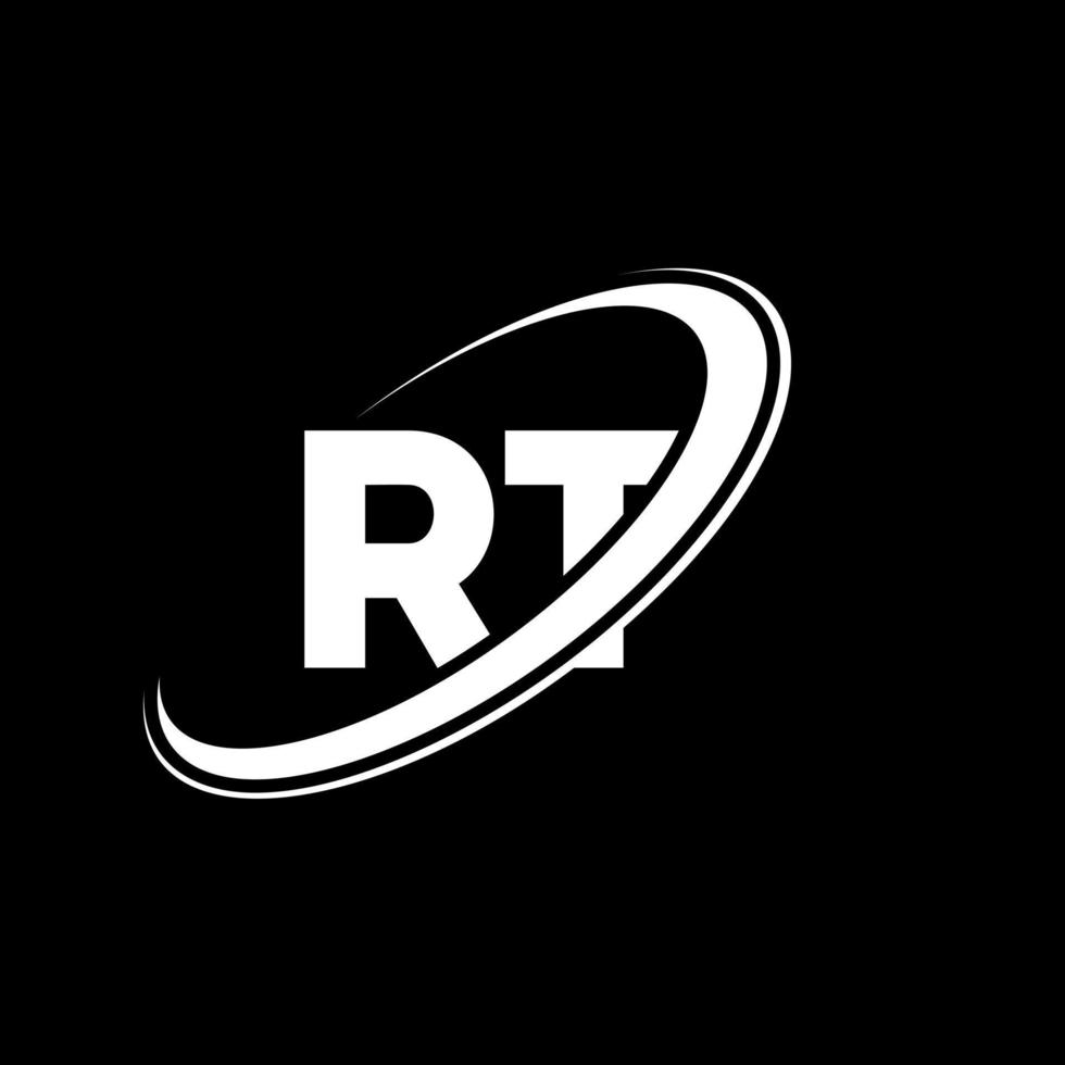 rt r t brev logotyp design. första brev rt länkad cirkel versal monogram logotyp röd och blå. rt logotyp, r t design. rt, r t vektor