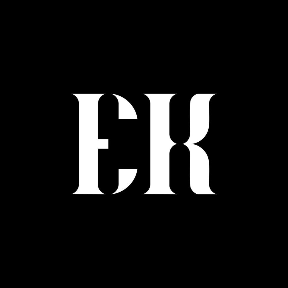 ek e k brev logotyp design. första brev ek versal monogram logotyp vit Färg. ek logotyp, e k design. ek, e k vektor