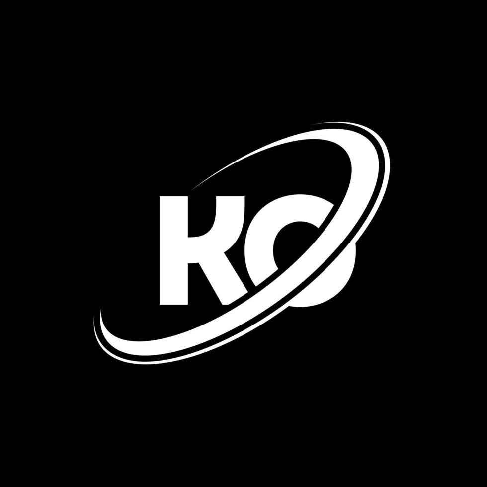 ko k o brev logotyp design. första brev ko länkad cirkel versal monogram logotyp röd och blå. ko logotyp, k o design. ko, k o vektor