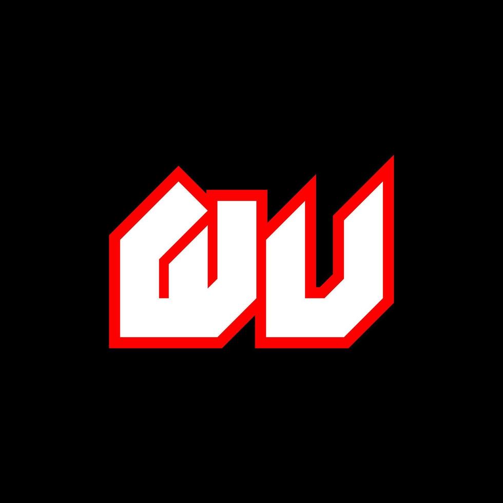 wu logotyp design, första wu brev design med sci-fi stil. wu logotyp för spel, esport, teknologi, digital, gemenskap eller företag. w u sport modern kursiv alfabet font. typografi urban stil teckensnitt. vektor