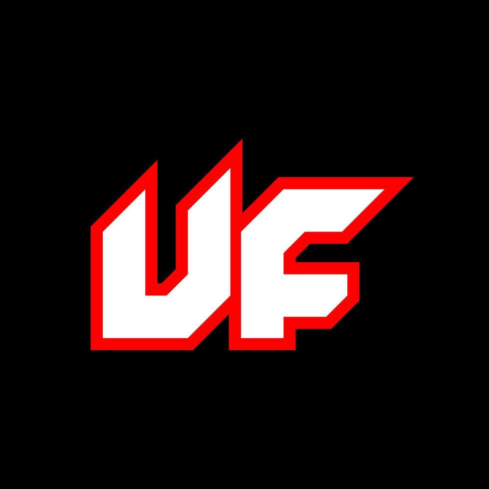 uf logotyp design, första uf brev design med sci-fi stil. uf logotyp för spel, esport, teknologi, digital, gemenskap eller företag. u f sport modern kursiv alfabet font. typografi urban stil teckensnitt. vektor