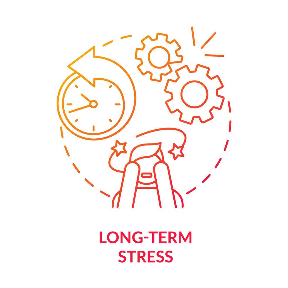 lång termin påfrestning röd lutning begrepp ikon. ångest oordning och rädsla. mental hälsa. fobi orsak abstrakt aning tunn linje illustration. isolerat översikt teckning. vektor