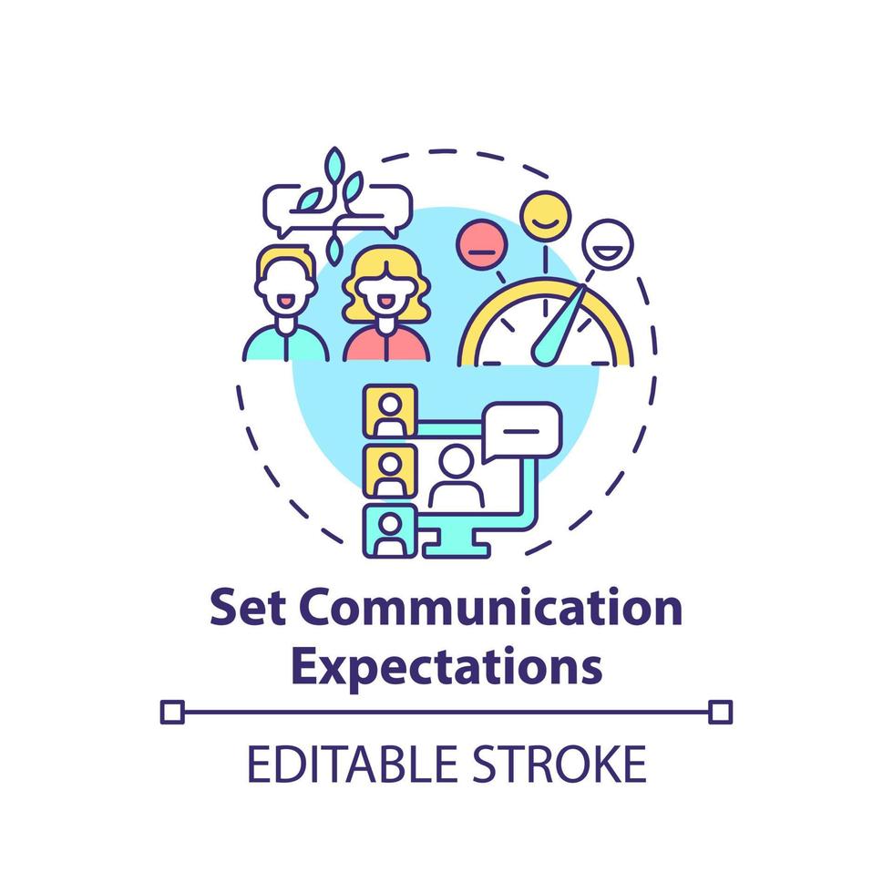 Symbol für das Konzept der Kommunikationserwartungen festlegen. effektive kommunikationsmanagement abstrakte idee dünne linie illustration. isolierte Umrisszeichnung. editierbarer Strich. vektor