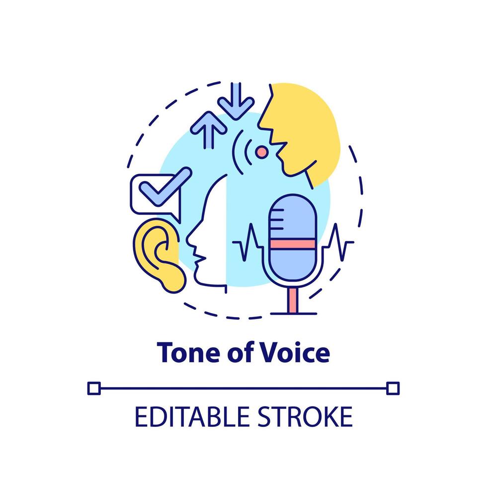 Tonfall-Konzept-Symbol. nonverbale kommunikationselement abstrakte idee dünne linie illustration. Botschaften übermitteln. isolierte Umrisszeichnung. editierbarer Strich. vektor