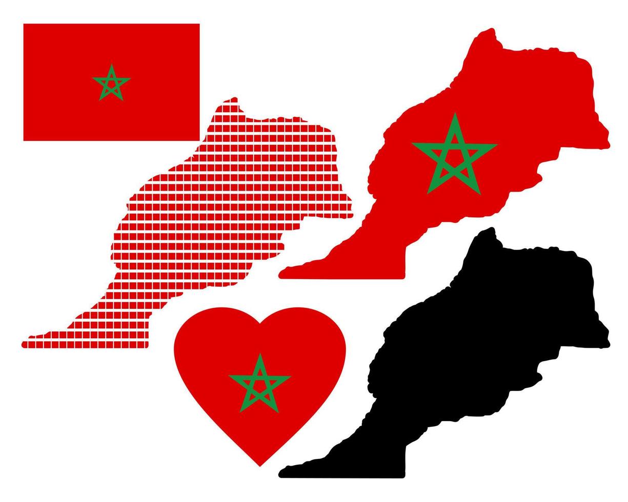 Karte von Marokko und die verschiedenen Arten von Zeichen auf weißem Hintergrund vektor