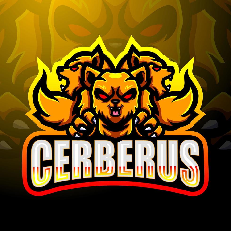 Cerberus-Maskottchen-Esport-Logo-Design vektor