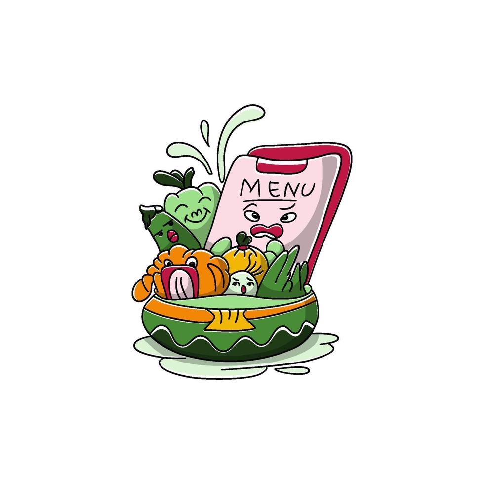 vegetarisches Menü Vektor Doodle Illustration Hintergrund Banner gesunde Lebensmittel Naturprodukte, Elemente für Menü, Werbung